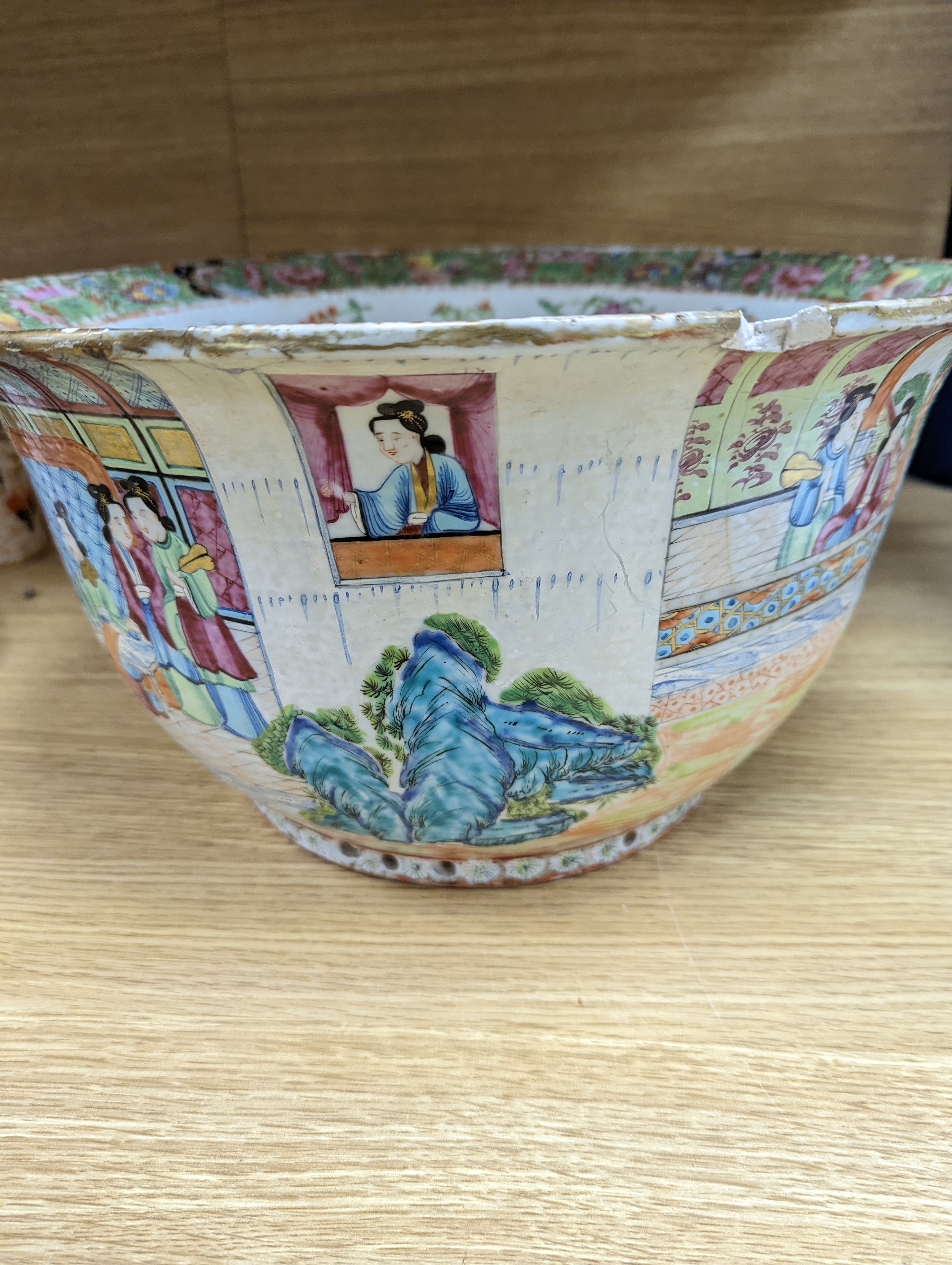 A Large Chinese famille rose flower pot, mid 19th century, 38cm